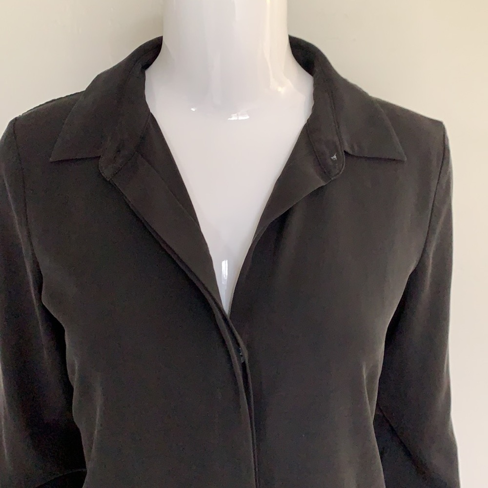 Theory Silk Black Button Down Blouse - image 2